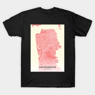 San Francisco City Map Pink & Yellow T-Shirt